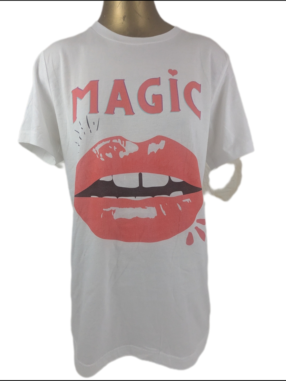 Read My Lips Magic White Tee With Red Lips Medium